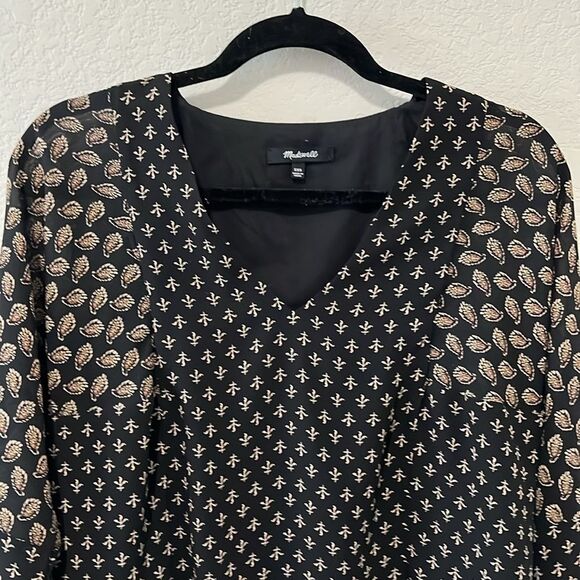 MADEWELL Sheer-Sleeve Top in Brushstroke Paisley Mix, Size XXS - Picture 5 of 6